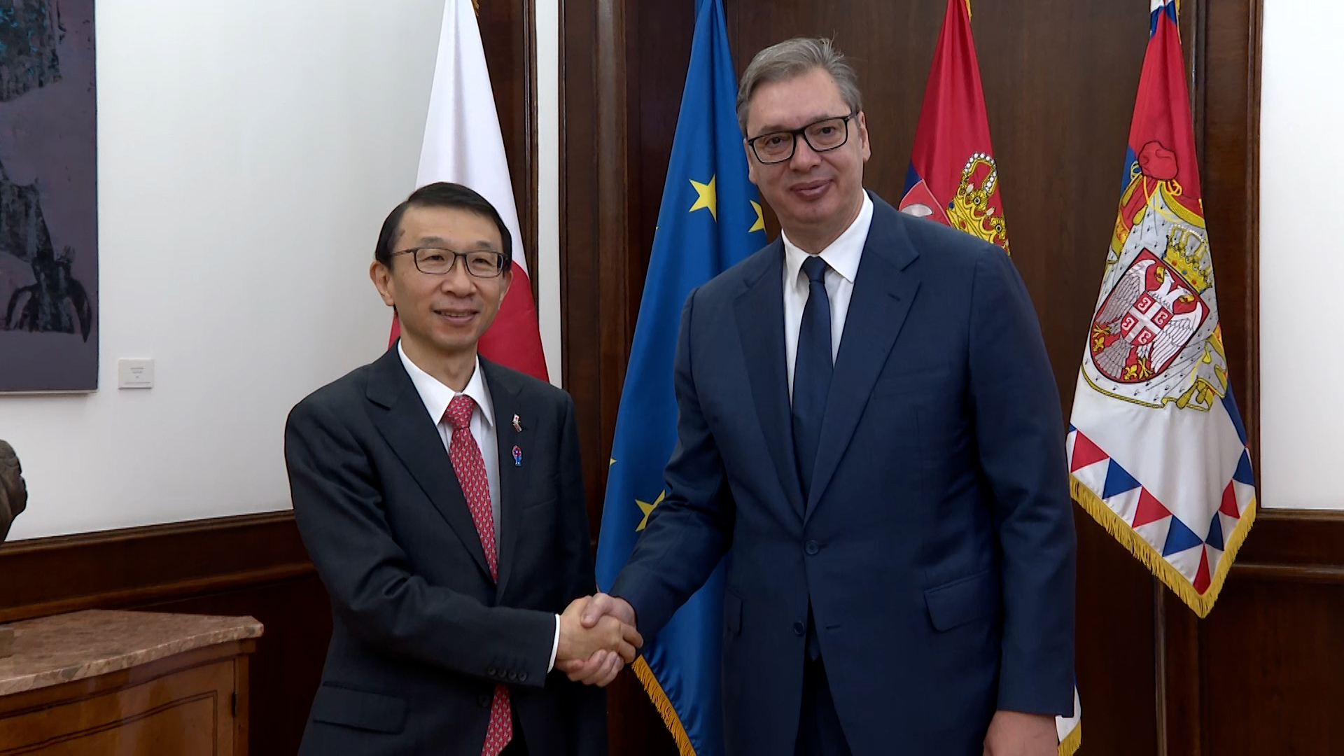 Beograd, predsednik Republike Srbije Aleksandar Vucic sastao se ambasadorom Japana Akirom Imamurom, pokrivanje Beograd, predsednik Republike Srbije Aleksandar Vucic sastao se ambasadorom Japana Akirom Imamurom, pokrivanje